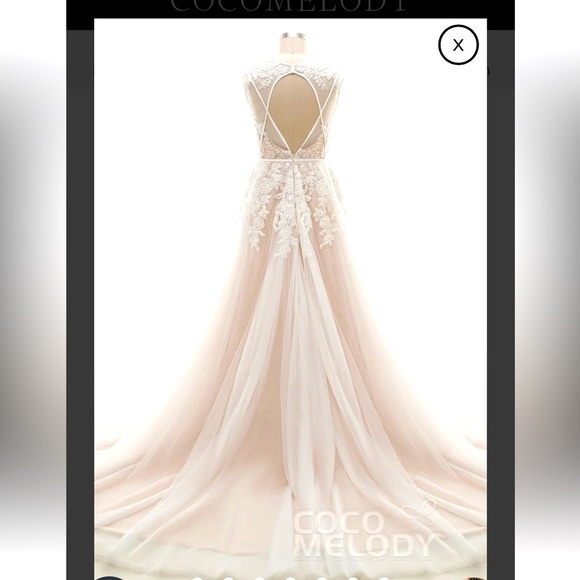 A-Line Court Train Tulle And Lace Wedding Dress, Cocomelody NWT - Picture 5 of 10